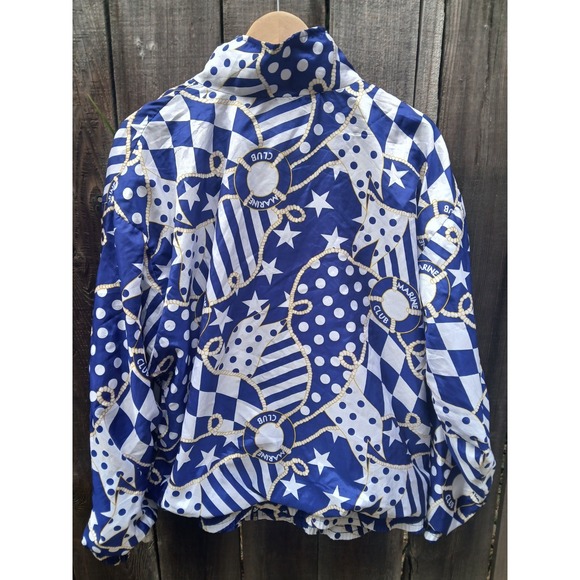 Lanvon Vintage Windbreaker Full Zip Jacket Marine Club Nautical Yacht  Womens XL - Picture 3 of 8